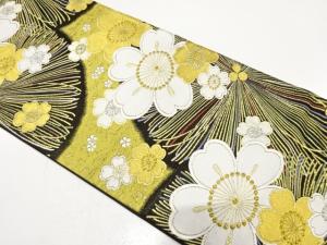 桜に唐松模様織り出し　振袖用袋帯